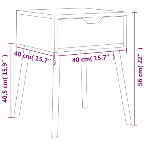 Table De Chevet Gris Béton 40x40x56 Cm Bois Contreplaqué