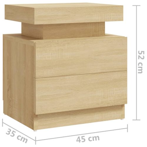 Table De Chevet Chêne Sonoma 45x35x52 Cm Bois Contreplaqué