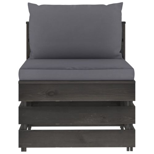 Canapé Central Sectionnel Avec Coussins Bois Imprégné De Gris