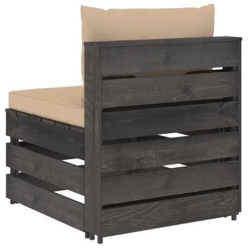 Canapé Central Sectionnel Avec Coussins Bois Imprégné De Gris