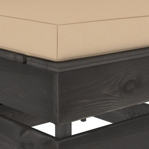 Canapé Central Sectionnel Avec Coussins Bois Imprégné De Gris