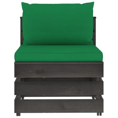 Canapé Central Sectionnel Avec Coussins Bois Imprégné De Gris