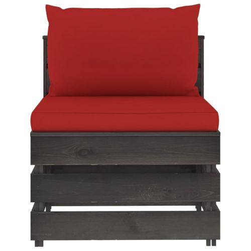 Canapé Central Sectionnel Avec Coussins Bois Imprégné De Gris