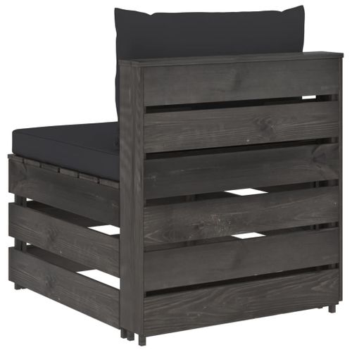 Canapé Central Sectionnel Avec Coussins Bois Imprégné De Gris