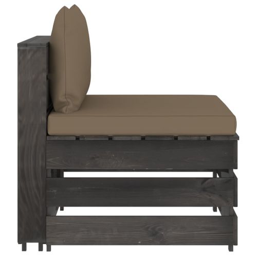 Canapé Central Sectionnel Avec Coussins Bois Imprégné De Gris