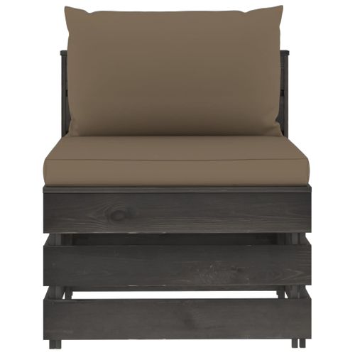 Canapé Central Sectionnel Avec Coussins Bois Imprégné De Gris