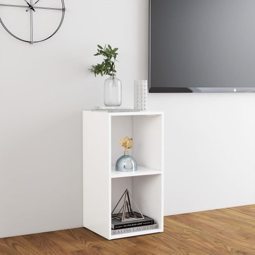 Meuble TV Blanc 72x35x36,5 Cm Bois Contreplaqué