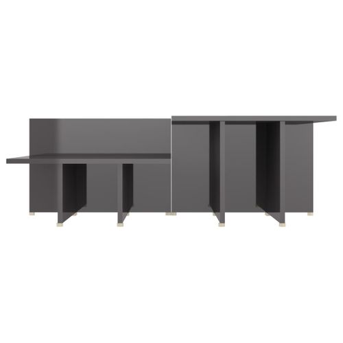 Table Basse 2 PCs Gris Brillant 111,5x50x33cm Bois D'ingénierie