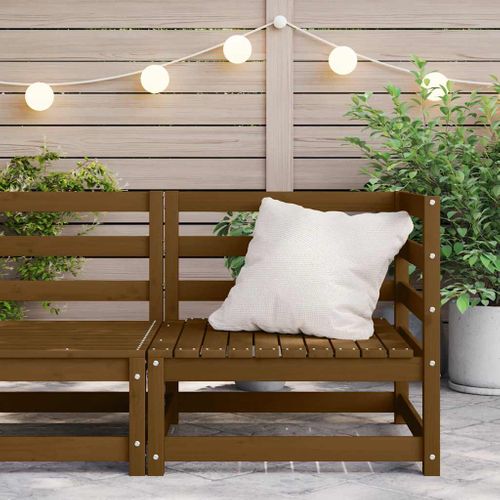 Canapé D'angle De Jardin Marron Miel Bois De Pin Solide