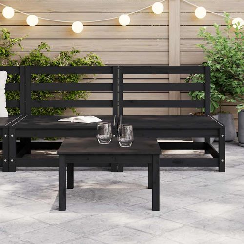 Canapés Centraux De Jardin 2 Pièces Noir Bois De Pin Massif