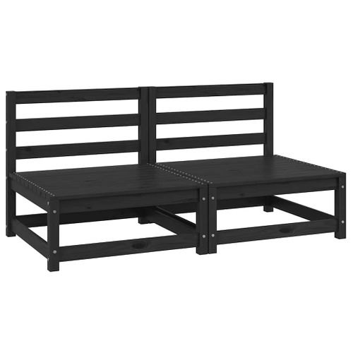 Canapés Centraux De Jardin 2 Pièces Noir Bois De Pin Massif