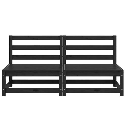 Canapés Centraux De Jardin 2 Pièces Noir Bois De Pin Massif