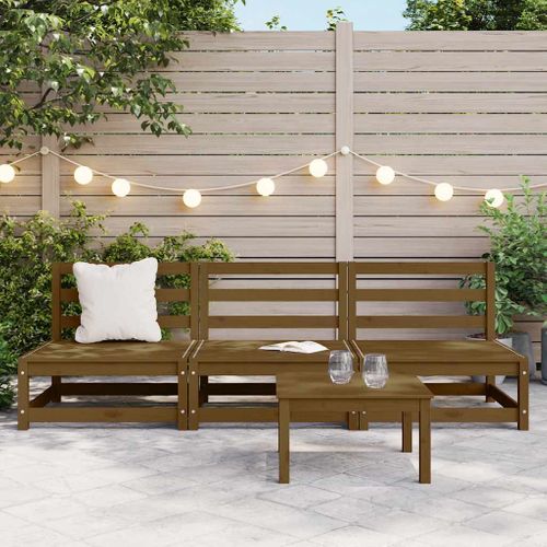 Canapés Centraux De Jardin 3 Pièces Marron Miel Bois De Pin Massif