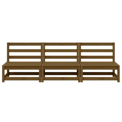 Canapés Centraux De Jardin 3 Pièces Marron Miel Bois De Pin Massif