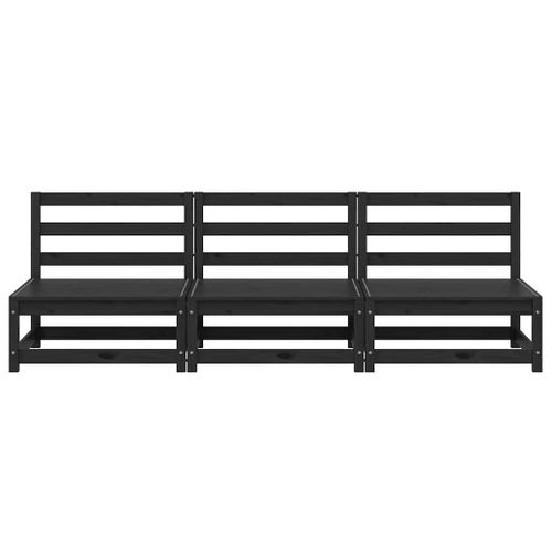 Canapés Centraux De Jardin 3 Pièces Noir Bois De Pin Massif