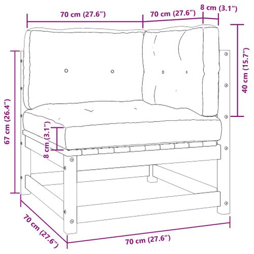 Canapé D'angle De Jardin Avec Coussins Gris Bois De Pin Massif