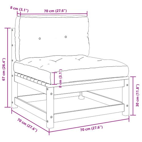 Canapés Centraux De Jardin Coussins Gris2pcs Bois De Pin Massif