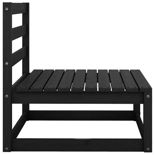 Salon De Jardin 2 Pièces Avec Coussins Noir Bois De Pin Massif