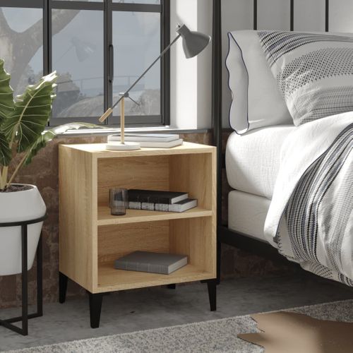 Table De Chevet Avec Pieds En Métal Chêne Sonoma 40x30x50 Cm