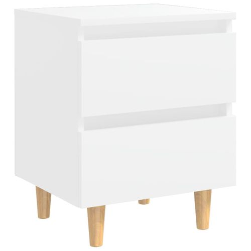Table De Chevet Avec Pieds En Pin Blanc 40x35x50 Cm Armoire De Nuit Chambre Intérieur