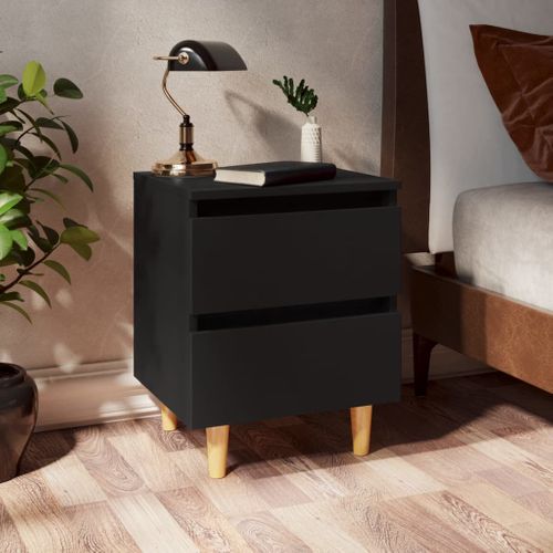 Vidaxl Table De Chevet Avec Pieds En Pin Noir 40x35x50 Cm Armoire De Nuit Chambre Intérieur
