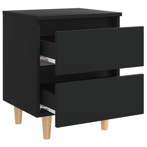 Vidaxl Table De Chevet Avec Pieds En Pin Noir 40x35x50 Cm Armoire De Nuit Chambre Intérieur