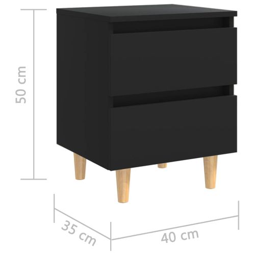 Vidaxl Table De Chevet Avec Pieds En Pin Noir 40x35x50 Cm Armoire De Nuit Chambre Intérieur