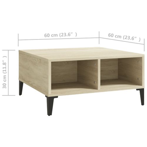 Table Basse Chêne Sonoma 60x60x30 Cm Bois Contreplaqué