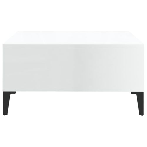 Table Basse Blanc Brillant 60x60x30 Cm Bois Contreplaqué