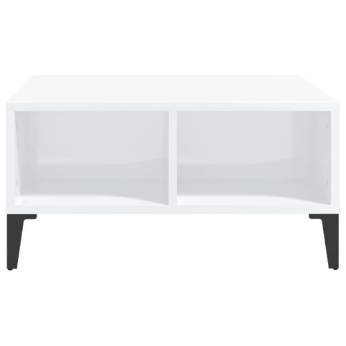Table Basse Blanc Brillant 60x60x30 Cm Bois Contreplaqué