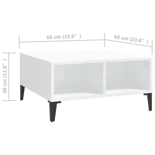 Table Basse Blanc Brillant 60x60x30 Cm Bois Contreplaqué