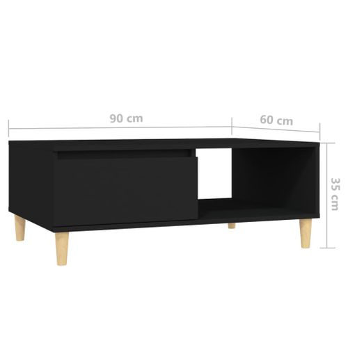 Table Basse Noir 90x60x35 Cm Bois Contreplaqué