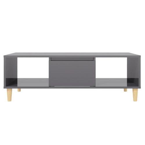 Table Basse Gris Brillant 103,5x60x35 Cm Bois Contreplaqué