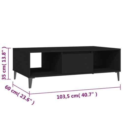 Table Basse Noir 103,5x60x35 Cm Bois Contreplaqué