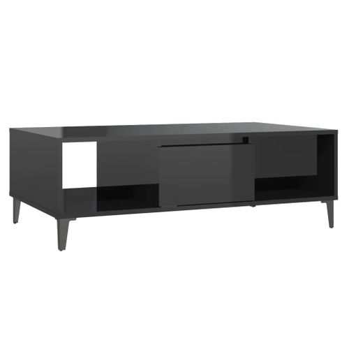 Table Basse Noir Brillant 103,5x60x35 Cm Bois Contreplaqué