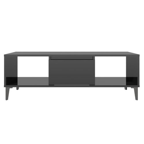 Table Basse Noir Brillant 103,5x60x35 Cm Bois Contreplaqué