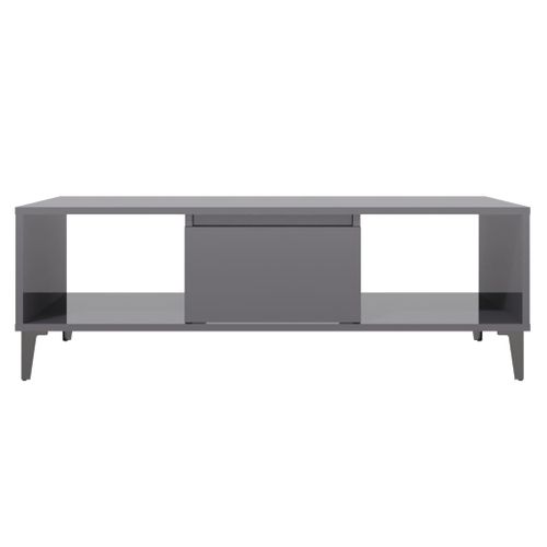 Table Basse Gris Brillant 103,5x60x35 Cm Bois Contreplaqué