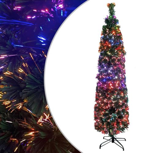 Arbre De Noël Artificiel Mince Et Support 120 Cm Fibre Optique