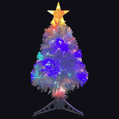 Sapin De Noël Artificiel Avec LED Blanc 64 Cm Fibre Optique