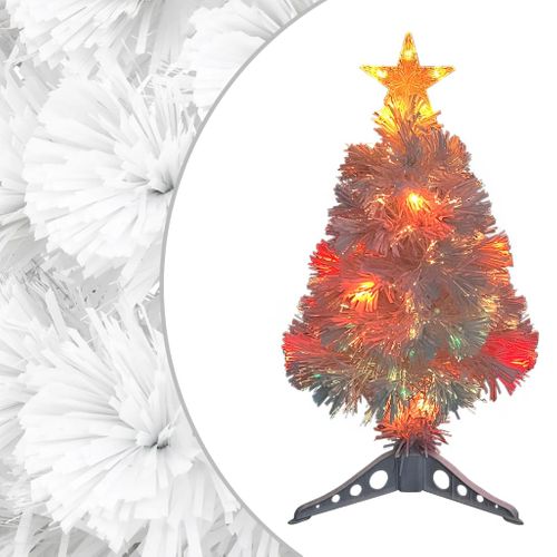 Sapin De Noël Artificiel Avec LED Blanc 64 Cm Fibre Optique