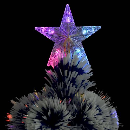 Sapin De Noël Artificiel LED Blanc Et Bleu 120 Cm Fibre Optique