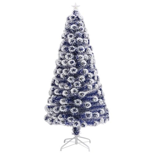 Sapin De Noël Artificiel LED Blanc Et Bleu 120 Cm Fibre Optique