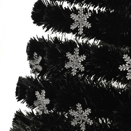 Sapin De Noël Et Flocons De Neige LED Noir 150 Cm Fibre Optique