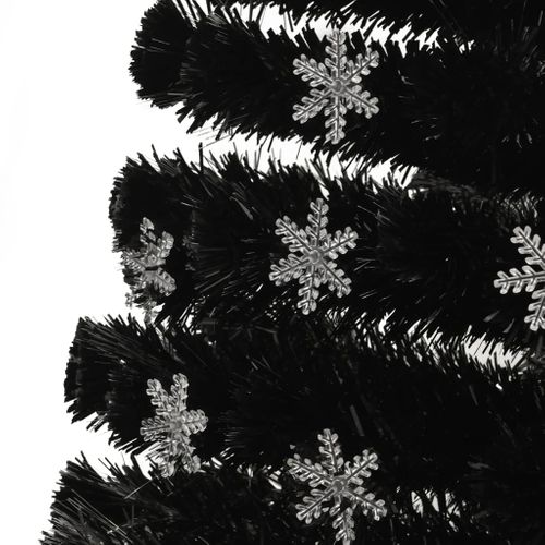 Sapin De Noël Et Flocons De Neige LED Noir 180 Cm Fibre Optique
