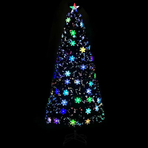 Sapin De Noël Et Flocons De Neige LED Noir 180 Cm Fibre Optique