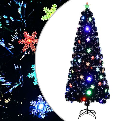 Sapin De Noël Et Flocons De Neige LED Noir 240 Cm Fibre Optique
