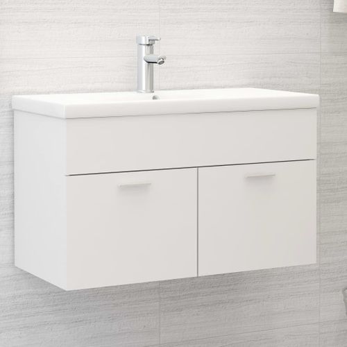 Meuble Vasque Avec Lavabo Intégré Blanc Aggloméré
