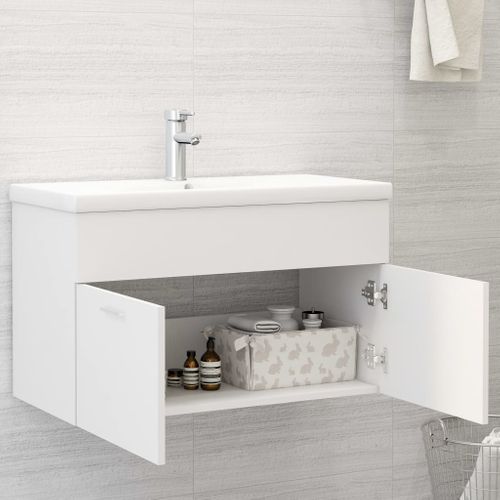 Meuble Vasque Avec Lavabo Intégré Blanc Aggloméré