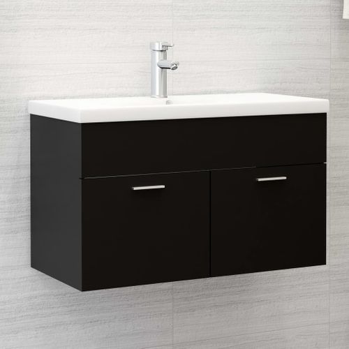 Meuble Vasque Avec Lavabo Intégré Noir Aggloméré