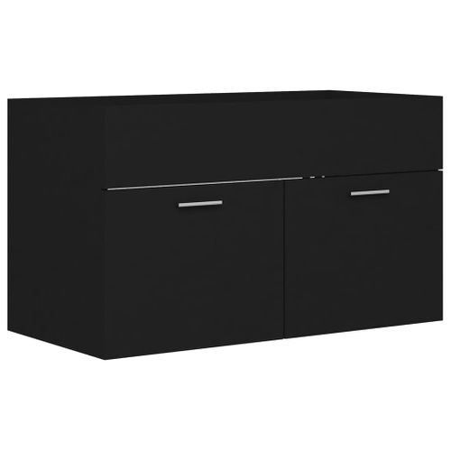 Meuble Vasque Avec Lavabo Intégré Noir Aggloméré